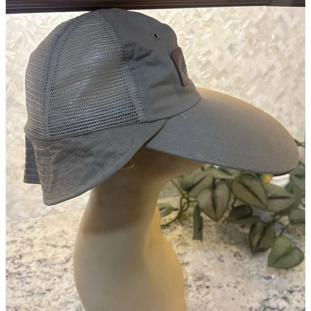 Vintage Neck panel hat cap Beige Cotton fly fishing long bill Made in usa Large